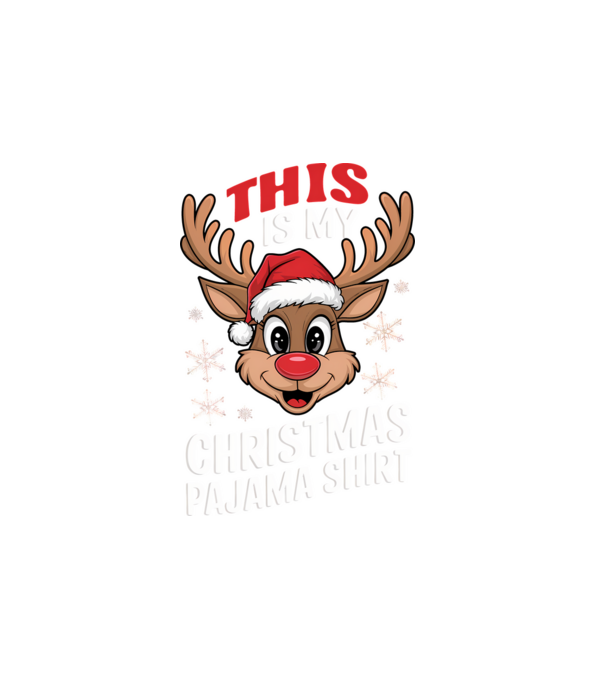 Christmas Pajama Reindeer Negru model alb pe tricou