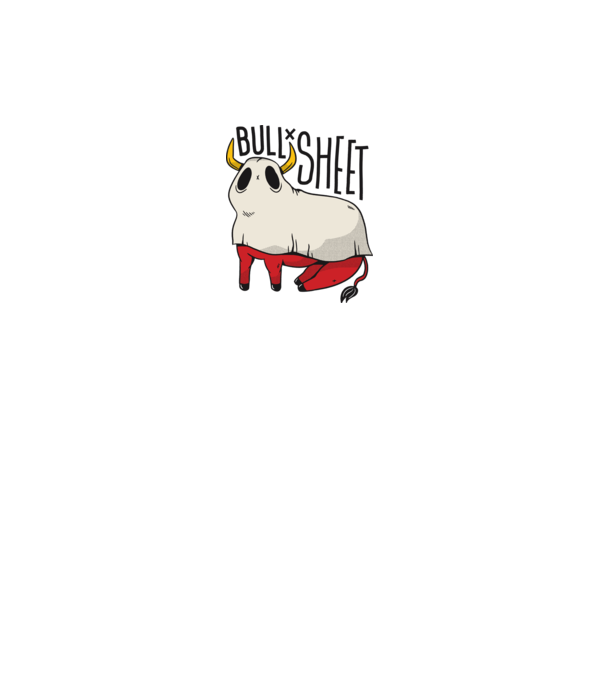 Bull sheet model alb pe tricou