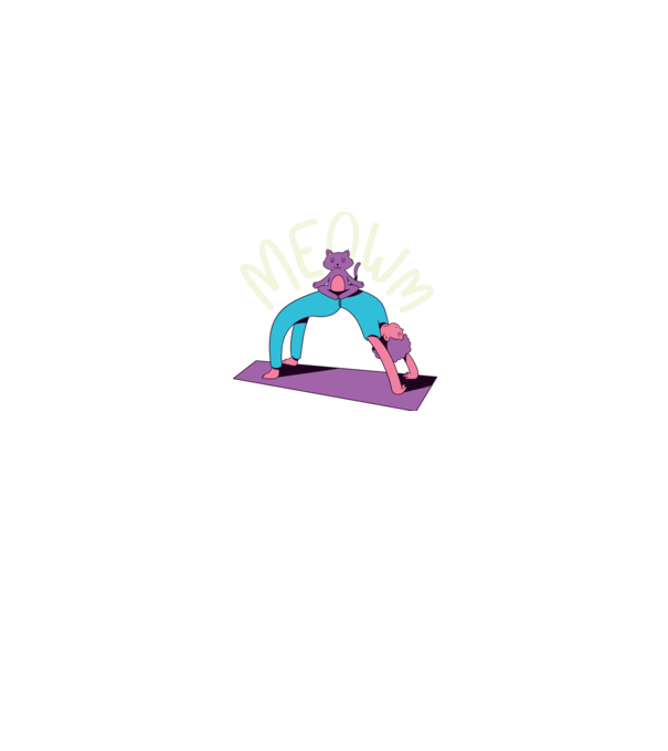 Meowm - Pisică Yoga model albastru închis pe tricou