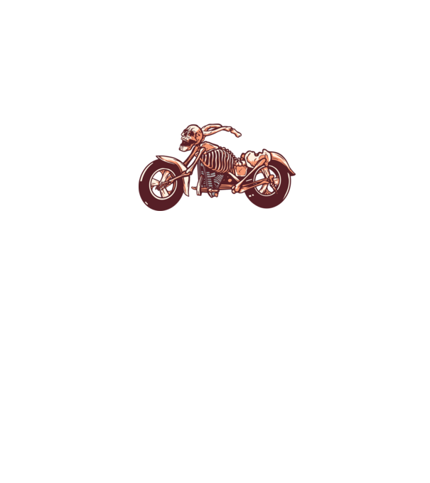 Motocicletă cu Schelet model alb pe tricou