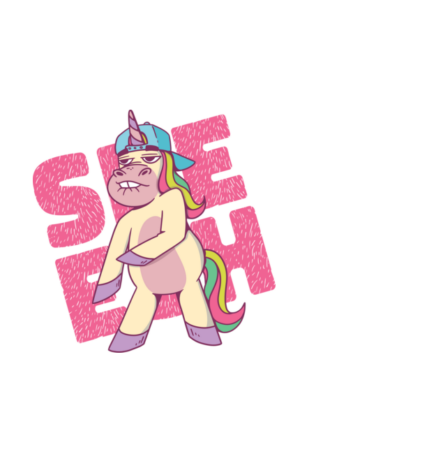 Unicorn Shesh model albastru închis pe tricou