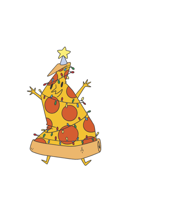 Pizza pom de Crăciun model alb pe tricou