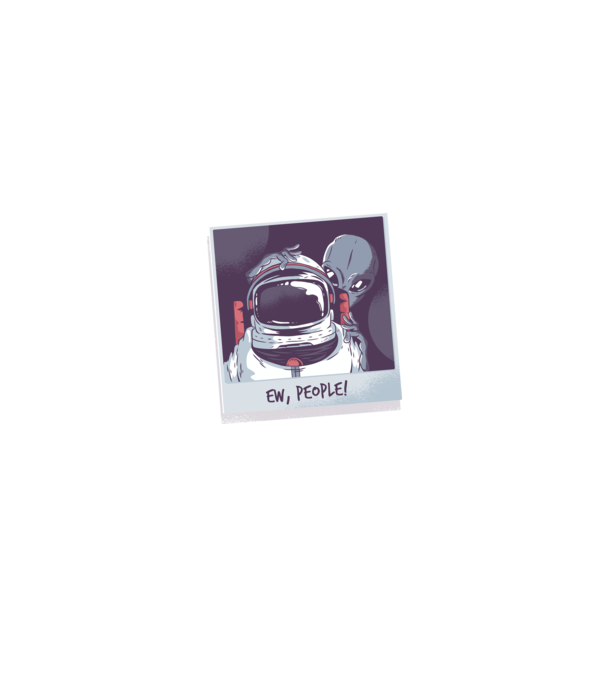 Ew, Oameni - Astronaut cu extraterestru model negru pe tricou