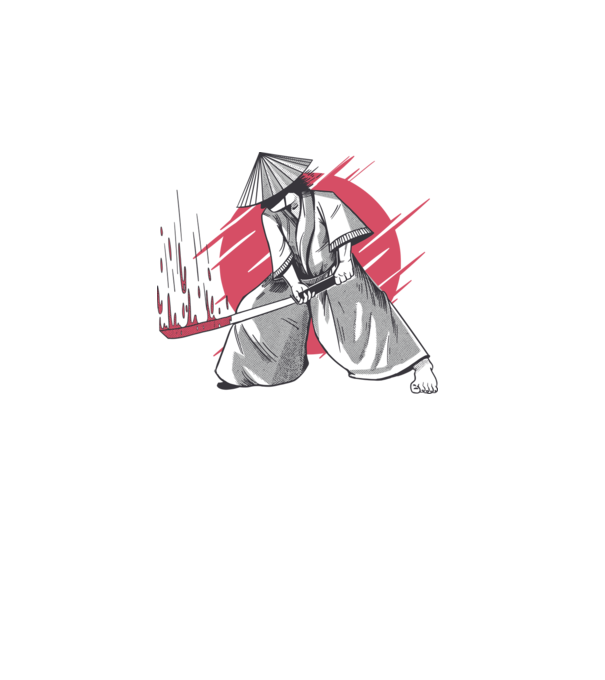 Sabie de samurai model alb pe tricou