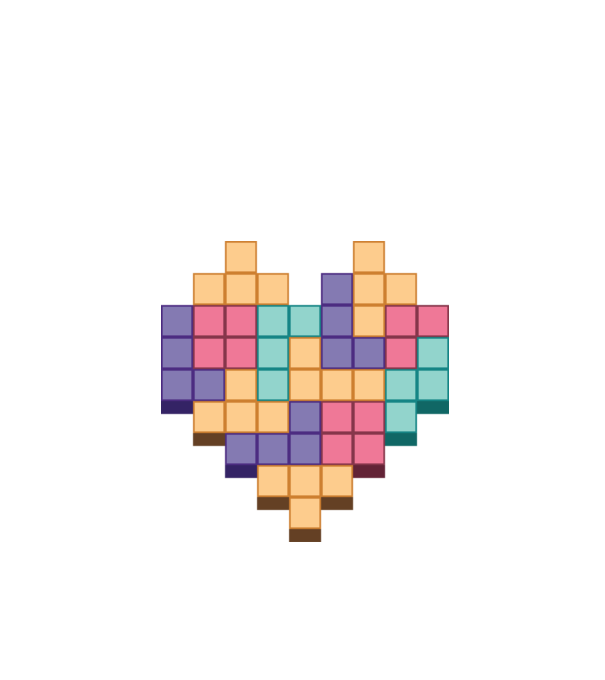 Inimă Tetris model alb pe tricou