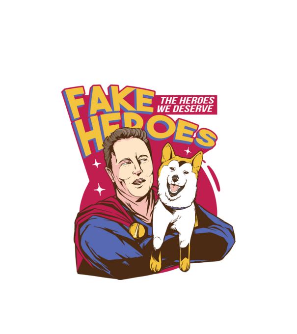 Fake Hero Elon Musk model alb pe tricou
