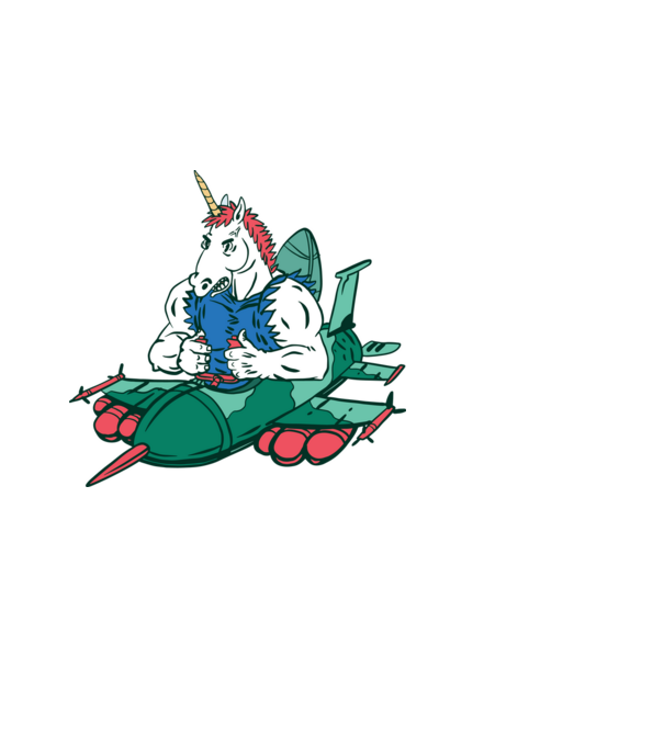 Unicorn Avion de vânătoare model negru pe tricou