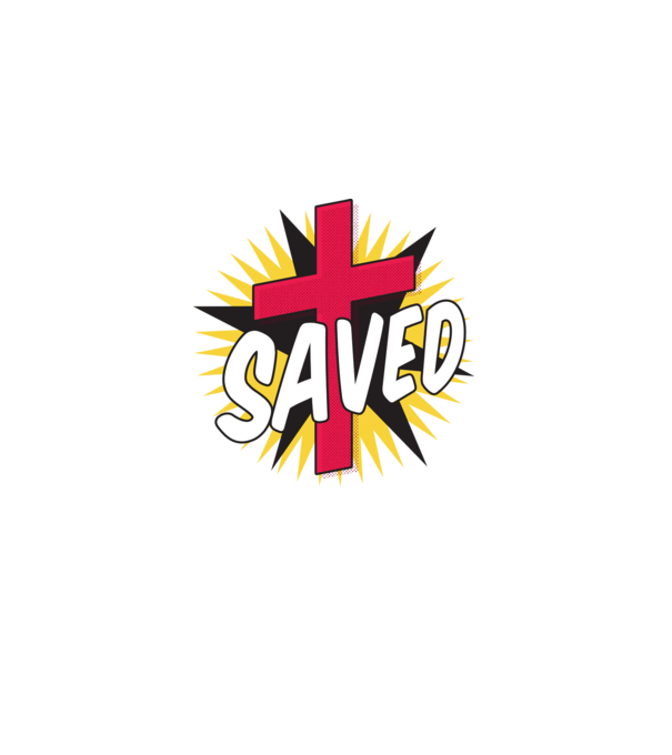 Saved Isus Cruce model alb pe tricou