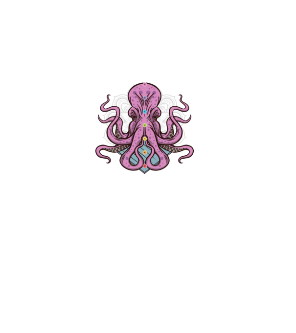 Yoga Octopus model negru pe tricou