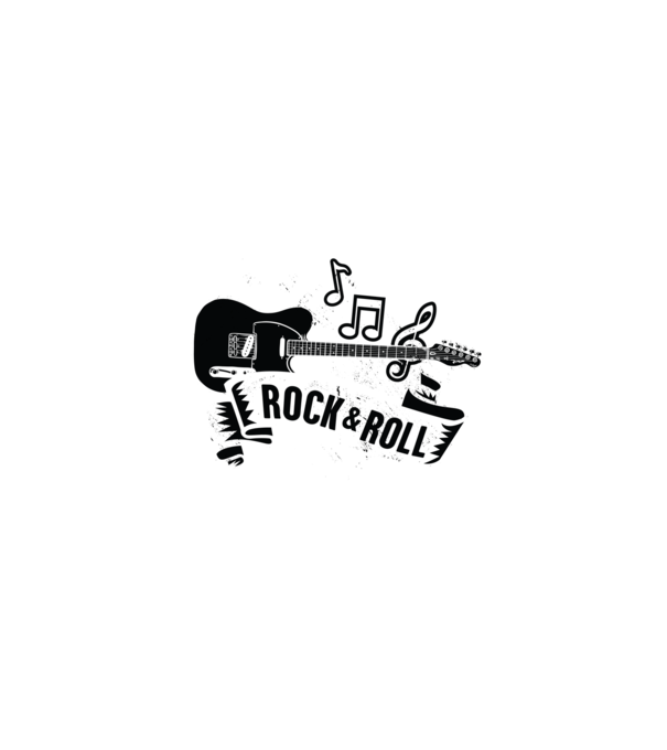 Rock & Roll chitară model negru pe tricou