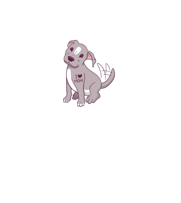 Pitbull - I Love Mom model alb pe tricou