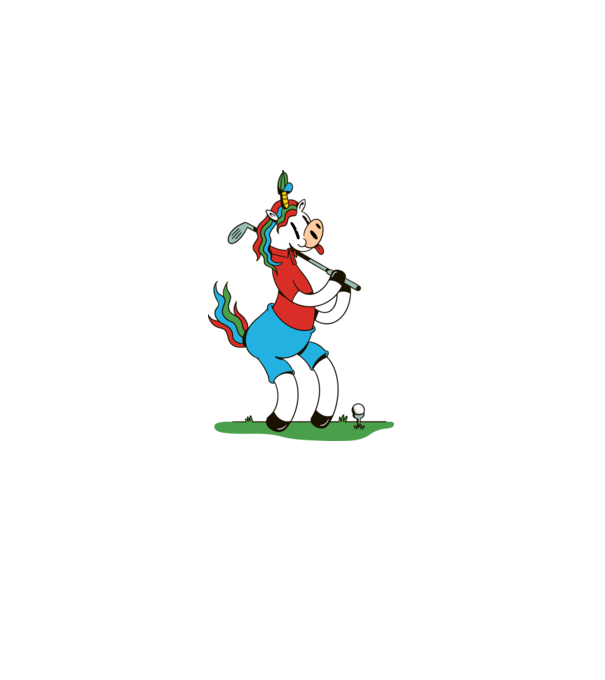 Unicorn jucător de golf model roz deschis pe tricou
