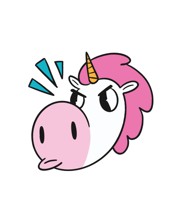 Unicorn supărat model alb pe tricou