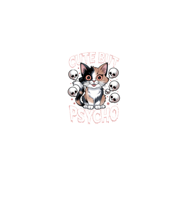 Cute, but Psycho pisică Negru model negru pe tricou