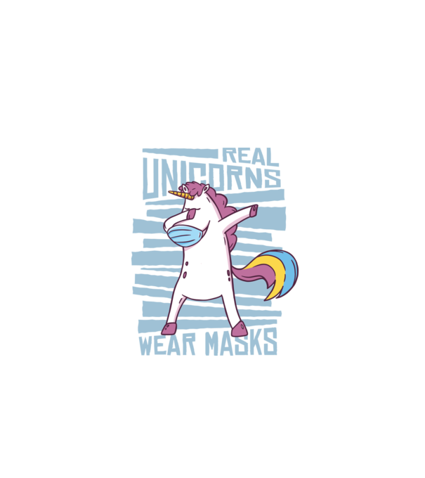 Unicorn DAB Mască model albastru închis pe tricou