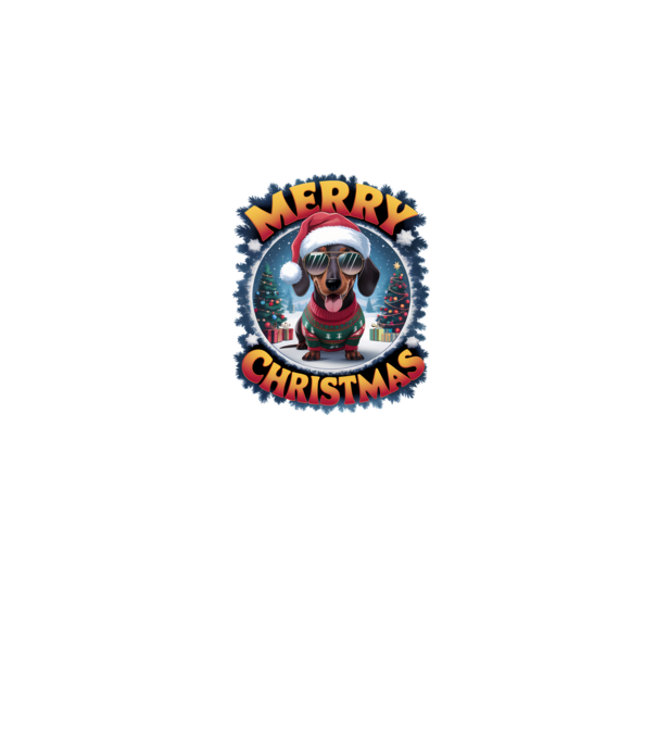 Merry Christmas Teckel model alb pe tricou
