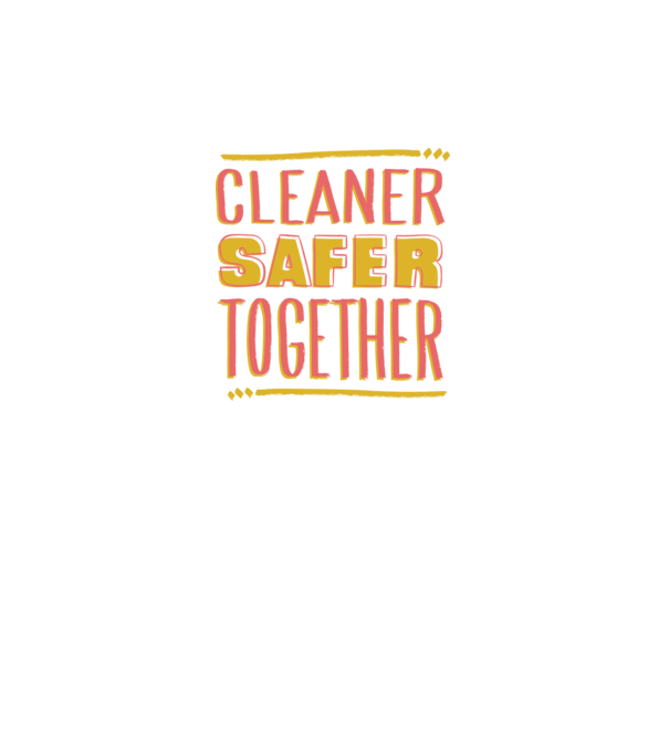 Cleaner Safer Together model gri pe tricou