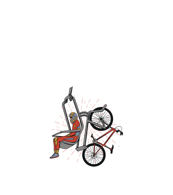 Biciclist montain bike pe teleferic model alb pe tricou