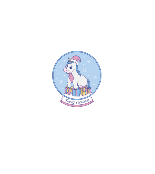 Glob de zăpadă drăguț, de Crăciun, cu Unicorn model negru pe tricou