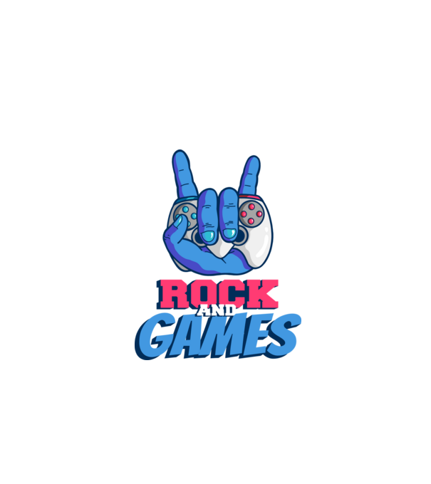 Rock And Games model negru pe tricou