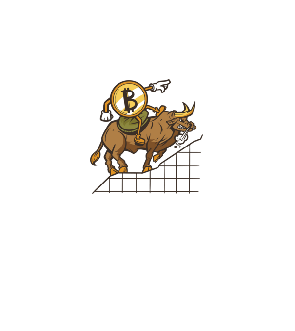 Taur Bitcoin model alb pe tricou