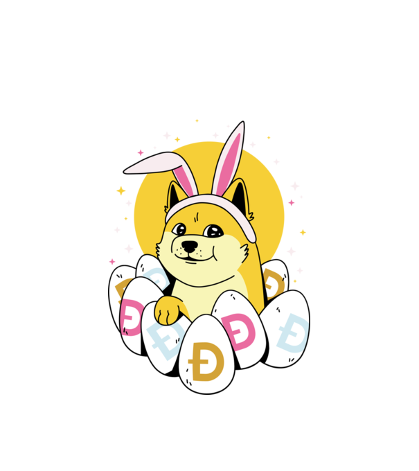 Dogecoin Paște model alb pe tricou