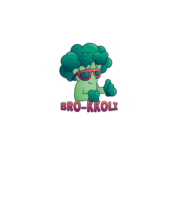 Broccoli model alb pe tricou