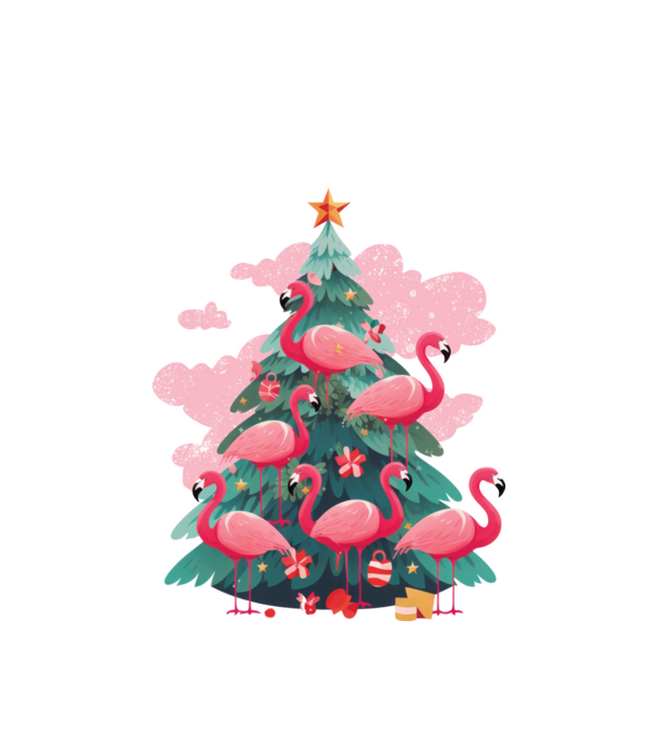 flamingo pom de Crăciun model alb pe tricou
