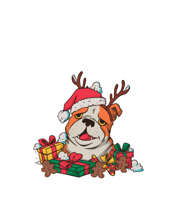 Bulldog de Crăciun model turcoaz pe tricou
