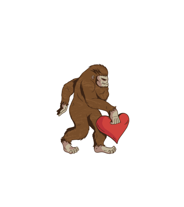 Bigfoot Yeti cu inimă model alb pe tricou