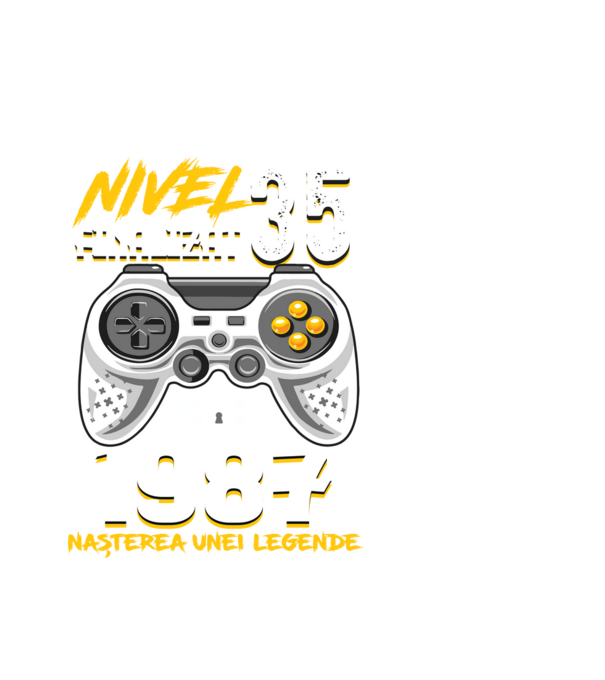 Nivel 35 finalizat. 1987 nașterea unei legende model alb pe tricou