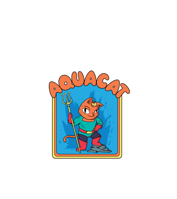Aquacat model turcoaz pe tricou