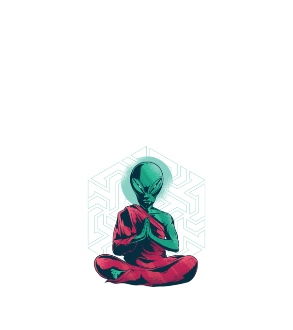 Meditație Alien model negru pe tricou