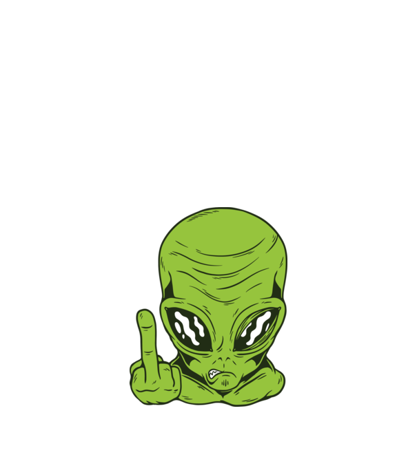 Alien arată degetul model negru pe tricou