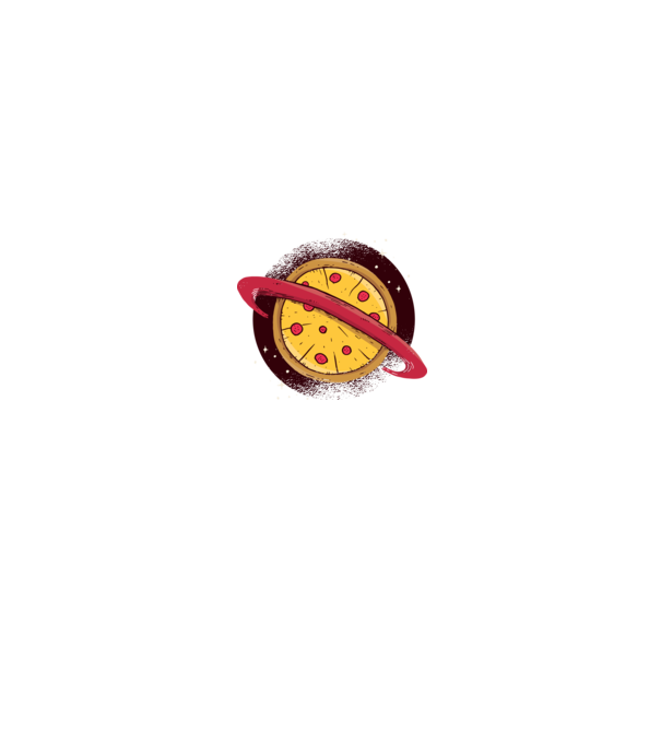 Pizza Planetă model alb/roșu pe tricou