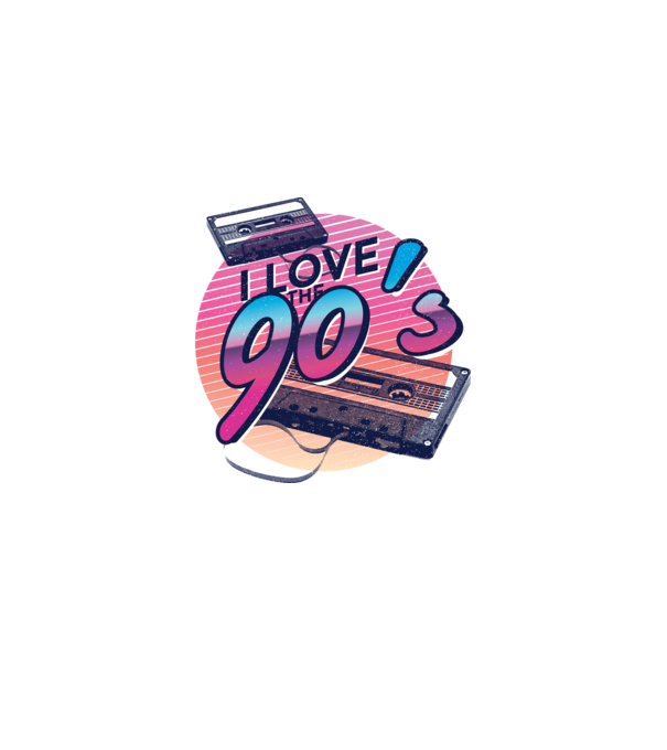 I love the 90s Casetă model albastru deschis pe tricou