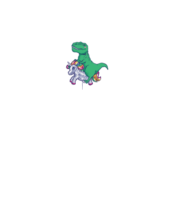 T-rex pe Unicorn balon model alb pe tricou