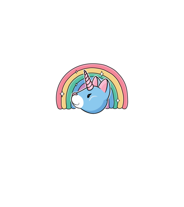Pisică Unicorn model albastru închis pe tricou