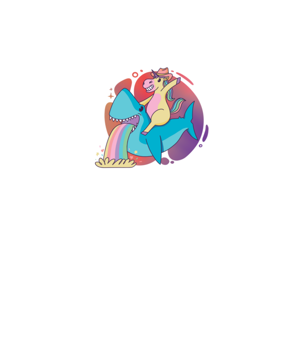 Unicorn pe rechin model negru pe tricou