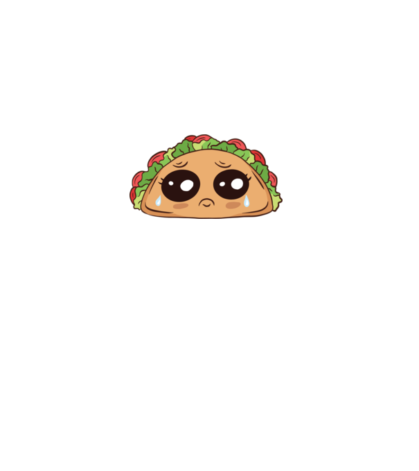Taco trist model alb pe tricou