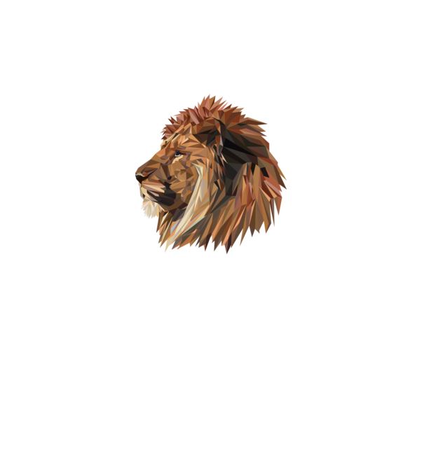 lion polygon model gri pe tricou