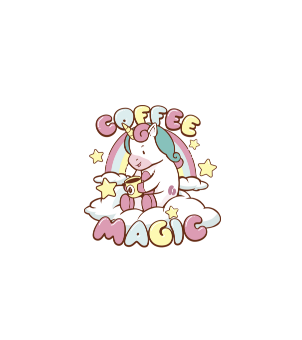 Cafea Magică Unicorn model negru pe tricou