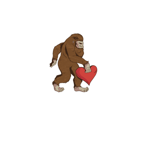 Bigfoot Yeti cu inimă model alb pe tricou