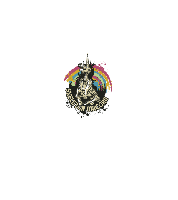 Schelet unicorn model alb pe tricou