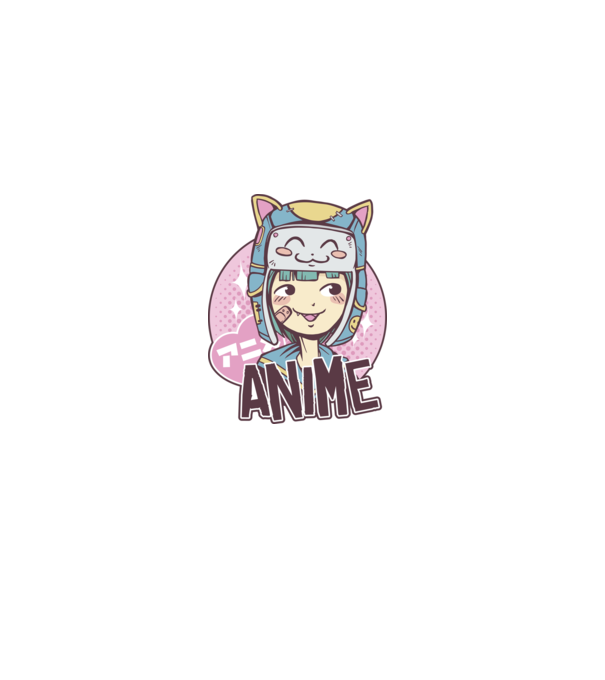 Fată drăguță Anime model albastru închis pe tricou