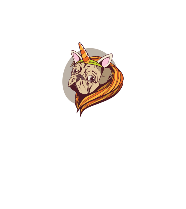 Halloween Mops în costum de Unicorn model alb pe tricou