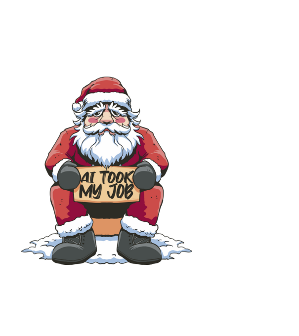 AI took my job Santa model negru pe tricou