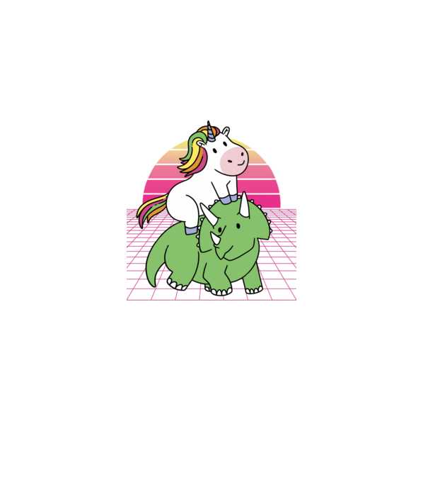 Unicorn pe dinozaur retro model albastru închis pe tricou