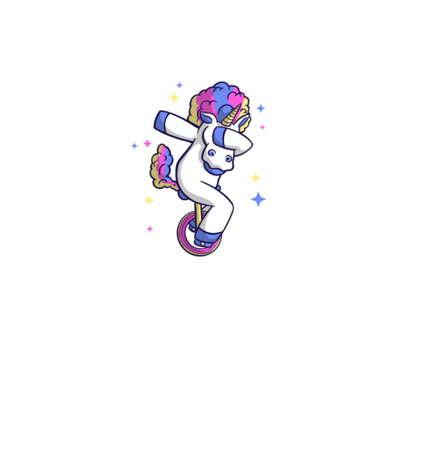 Unicorn pe monociclu model negru pe tricou
