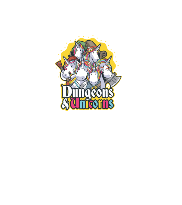 Dungeons and Unicorns model mov pe tricou